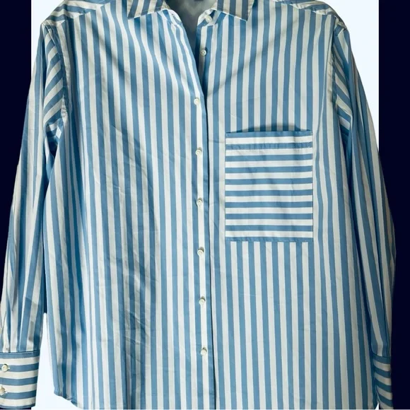 AYR The Deep End Shirt Women’s Blue White Striped Button Up Long Sleeve Small - Picture 3 of 10